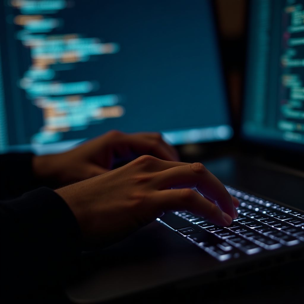 Un desarrollador trabajando en el código de seguridad de la plataforma